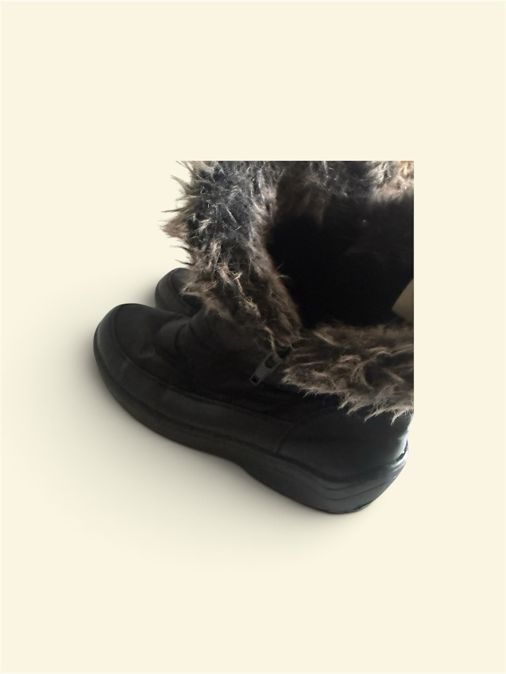 Women's Black Faux Fur-Trim Winter Boots